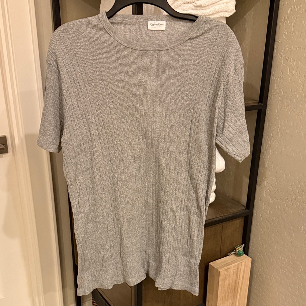 Calvin Klein Heather Gray Ribbed Tee
